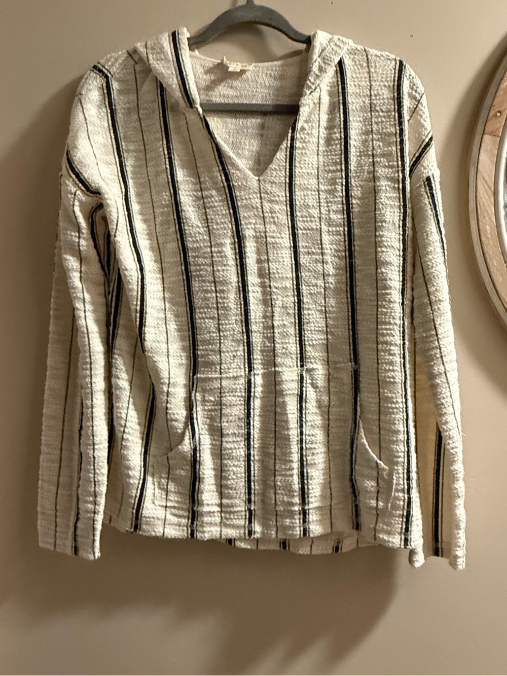 Hem & Thread Cream Knit Label Pullover with Pink Script